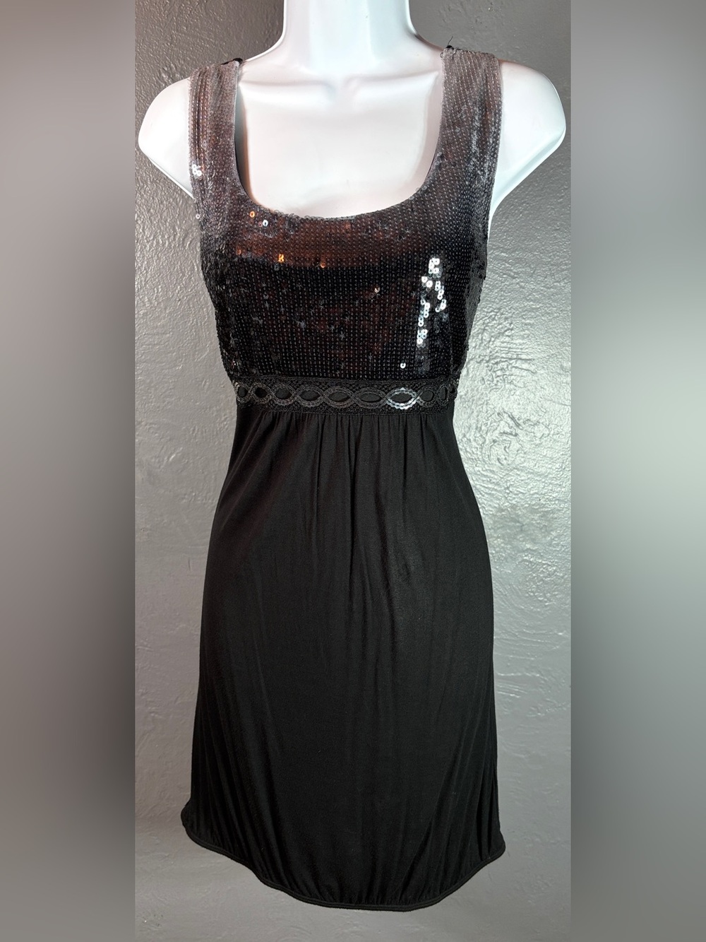 F.A.N.G Grey to Black Ombre Sequin Mini Dress Size XL